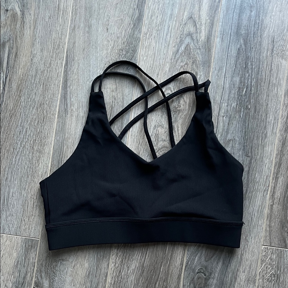 WILO the Label Black Ribbed Strappy Sports Bra